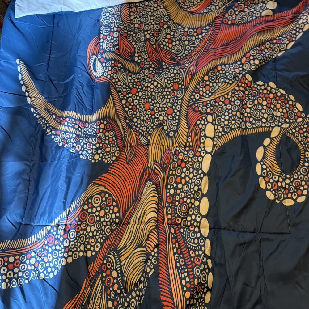 Twin Microfiber Twin Comfoter Set With Sham Abstract Octopus Blue New